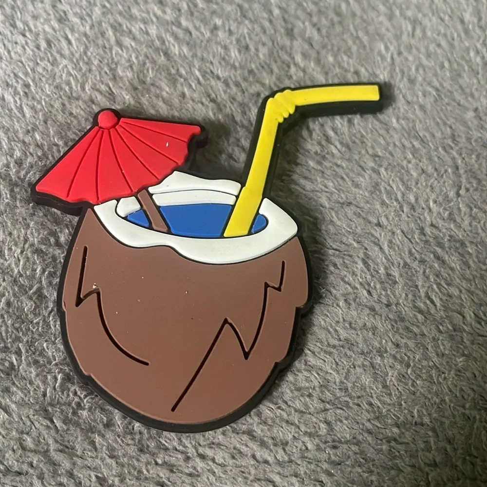 New Bogg Bag charm coconut cocktail, vacation drink with straw and umbrella